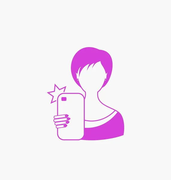 Icono Del Logotipo Ilustración Selfie Girl Aislado Sobre Fondo Blanco — Vector de stock