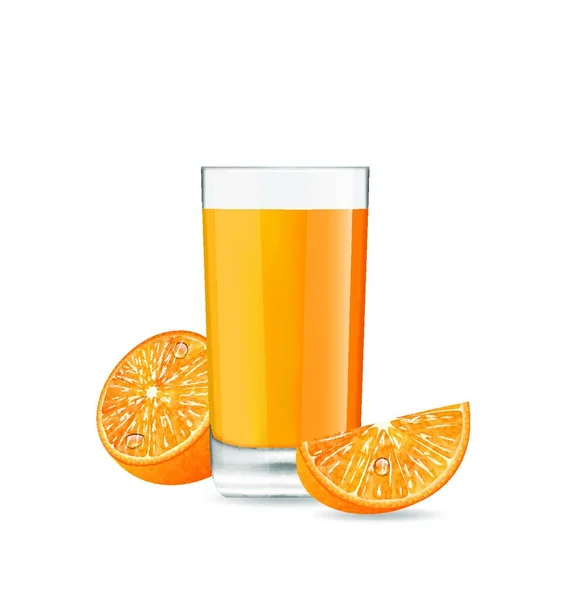 Illustration Cocktail Orange Avec Tranche Moitié Fruit Isolé Sur Fond — Image vectorielle