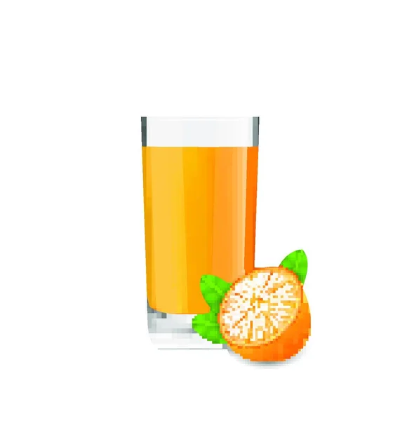 Abbildung Orange Cool Cocktail Und Die Hälfte Der Früchte Isolated — Stockvektor