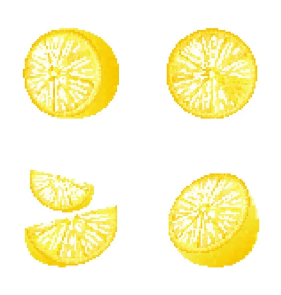Abbildung Set Fruit Zitronen Isoliert Auf Weißem Hintergrund Foto Realistische — Stockvektor