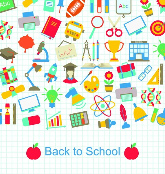 Ilustración Volver Escuela Antecedentes Con Objetos Educativos Vector — Vector de stock