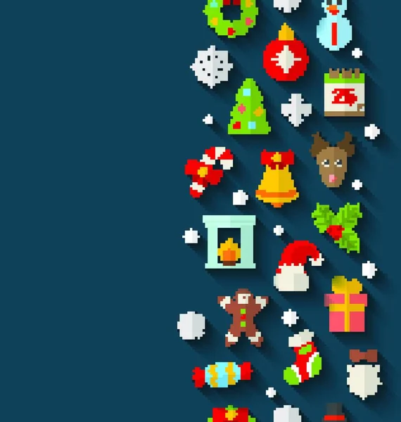 Ілюстрацію Різдва Плоских Ікони Довгі Тіні Безшовної Шпалери Вектор — стоковий вектор