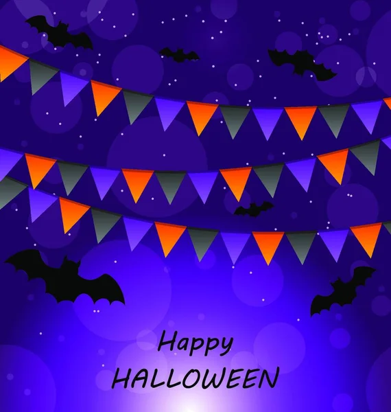 Illustration Halloween Background Buntings Bats Vector — Stock Vector