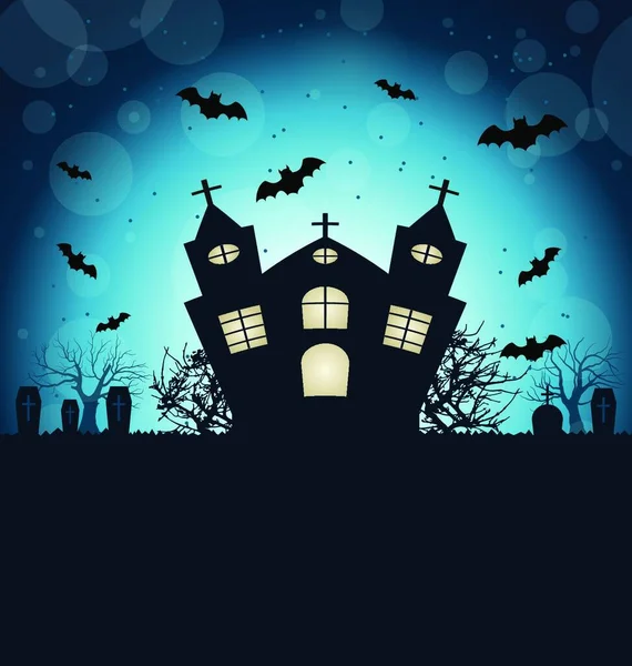 Иллюстрация Halloween Abstract Background Castle Bats Cemetery Копирование Текста Вектор — стоковый вектор