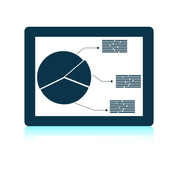 Tablet Analytics Diagram Ikonjára Árnyék Reflection Design Vektoros Illusztráció — Stock Vector