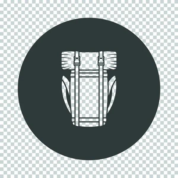 Camping Backpack Icon Subtract Stencil Design Tranparency Grid Vector Illustration — Stockvector