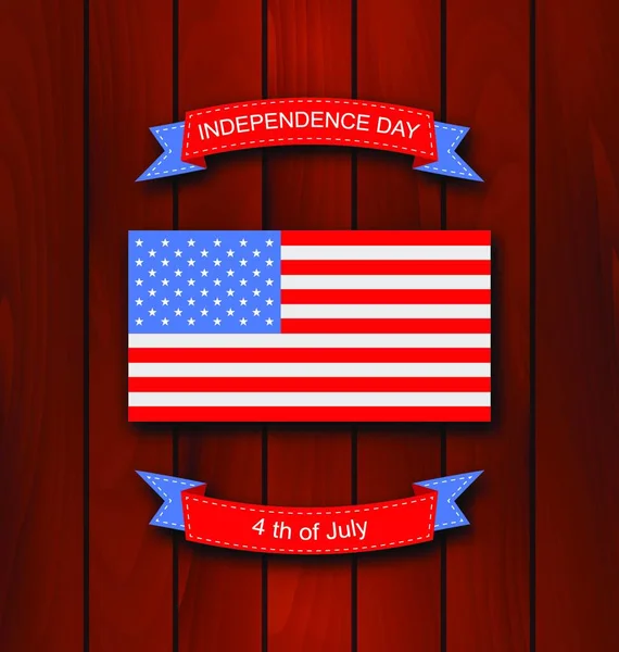 Abbildung American Hintergrund Mit Flag Für Unabhängigkeitstag Holz Textur Vektor — Stockvektor