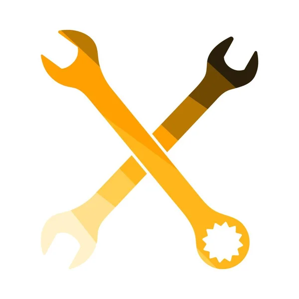 Crossed Wrench Icon Flat Color Design Vector Illustration — Stock Vector