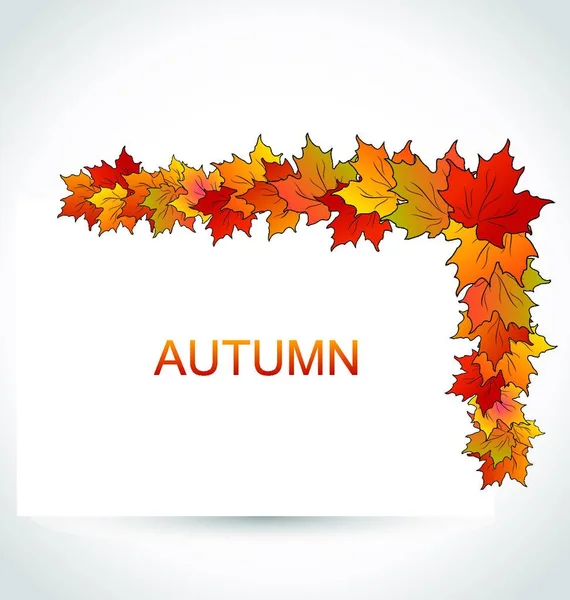 Illustration Bunte Herbst Ahornblätter Mit Notizpapier Vektor — Stockvektor