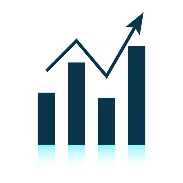 Analytics Grafiek Pictogram Schaduw Reflectie Ontwerp Vectorillustratie — Stockvector