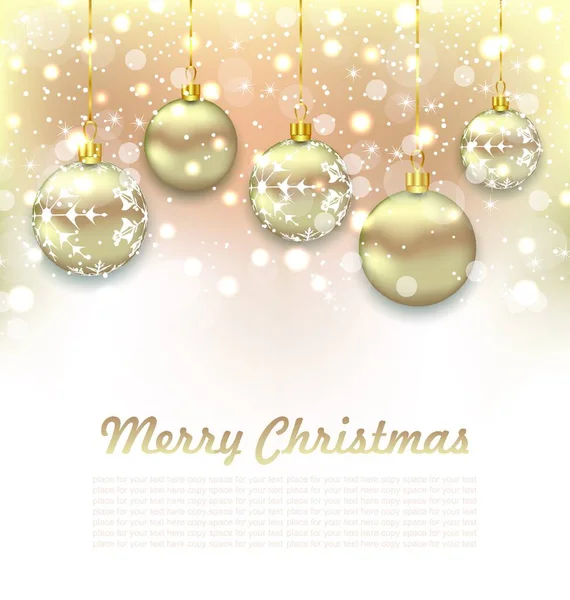 Illustratie Kerstmis Glanzende Ansichtkaart Met Mooie Ballen Vector — Stockvector