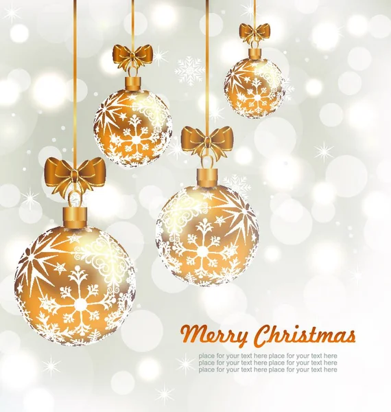 Ilustração Brilhante Cartão Celebração Com Conjunto Bolas Natal Vector — Vetor de Stock