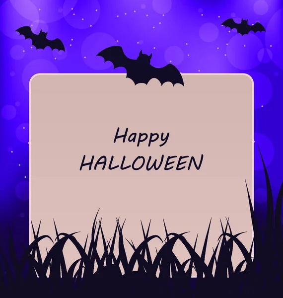Ilustración Halloween Tarjeta Felicitación Fondo Oscuro Vector — Vector de stock