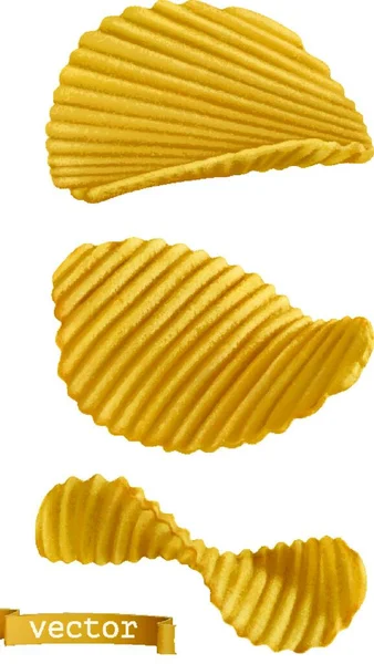 土豆片Potato Chips 3D现实矢量图标集 — 图库矢量图片