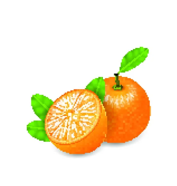 Ilustración Foto Realista Set Orange Fruits Corte Rebanadas Ripe Citrus — Vector de stock