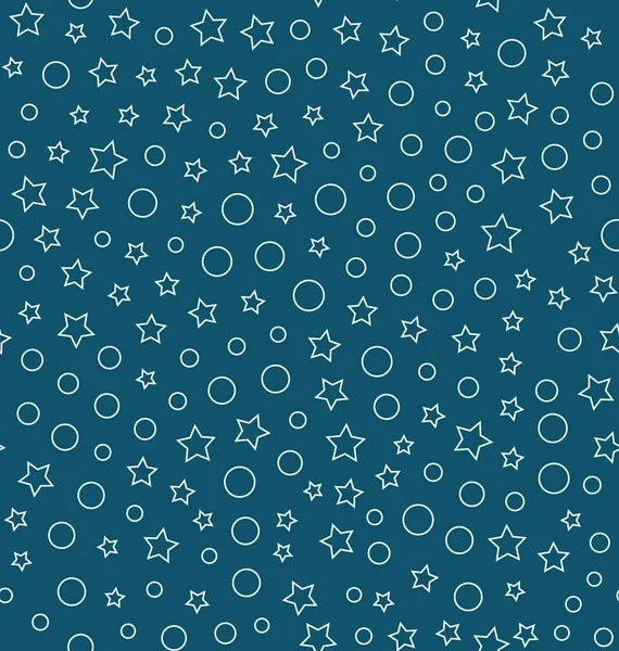 Seamless Pattern Stars Circles Ring Green Background Vector — Stock Vector