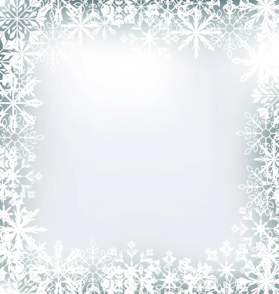 Bevroren Frame Gemaakt Van Sneeuwvlokken Voor Merry Christmas Vector Illustratie — Stockvector