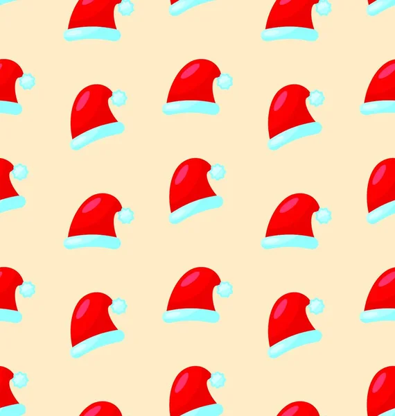 Nahtlose Weihnachtsmuster Weihnachtsmann Rote Hüte Nahtlose Weihnachtsmuster Weihnachtsmann Kostüm Rote — Stockvektor