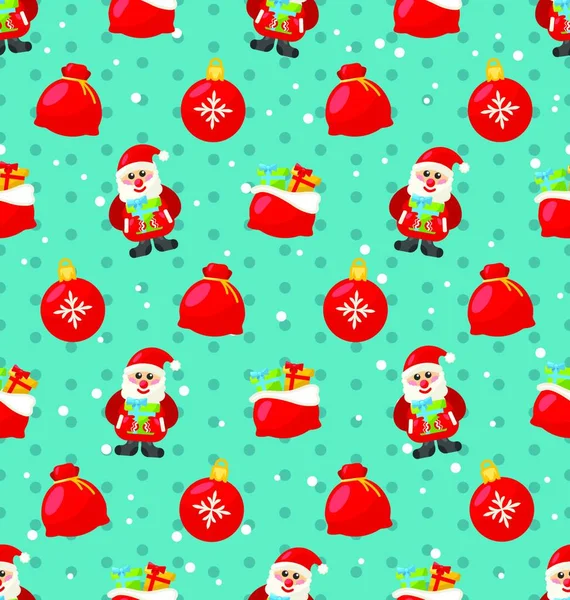 Frohes Neues Jahr Nahtlos Muster Mit Weihnachtsmann Und Geschenke Frohe — Stockvektor