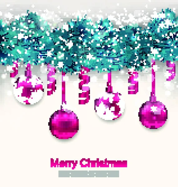 Illustration Holiday Background Christmas Fir Branches Glass Balls Vector — стоковий вектор