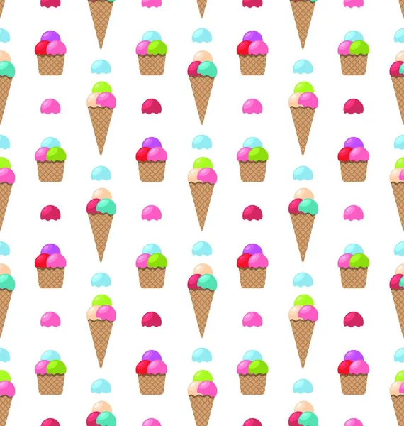 Illustration Seamless Pattern Different Colorful Ice Creams Vector — Stock Vector