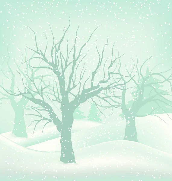 Vektör Çizim Noel Kış Açık Arka Plan Kar Yağışı Ağaçlar — Stok Vektör