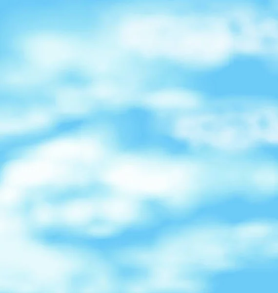 Landschapssfeer Pluizige Witte Wolken Blauwe Lucht Natuur Achtergrond Vector — Stockvector