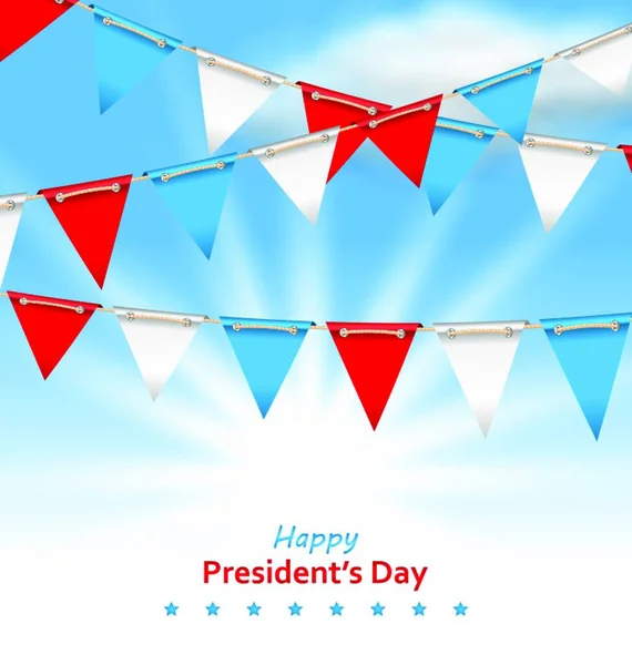 Illustration Bunting Flags Patriotic Colors Usa Happy Presidents Day Vector — 스톡 벡터