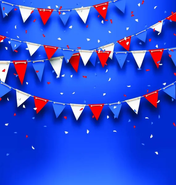 Illustration Bright Background Bunting Flags American Holidays Patriotic Colors Usa — 스톡 벡터