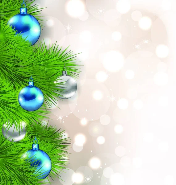 Illustration Christmas Composition Fir Branches Glass Balls Vector — Stock Vector