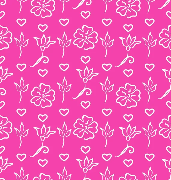 Illustration Pink Ornate Seamless Wallpaper Für Den Valentinstag Floraler Hintergrund — Stockvektor