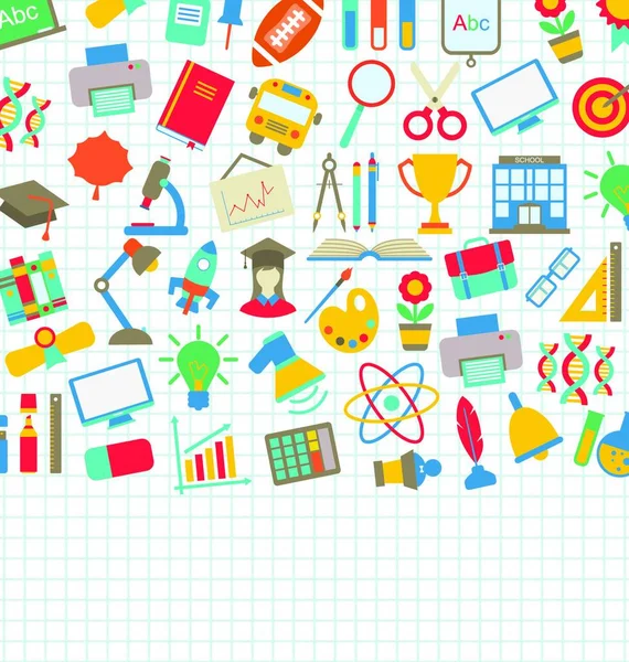 Illustration School Wallpaper Place Your Text Education Simple Colorful Objects — Archivo Imágenes Vectoriales