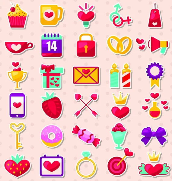 Conjunto Iconos Diseño Plano Moderno Para Día San Valentín Boda — Archivo Imágenes Vectoriales