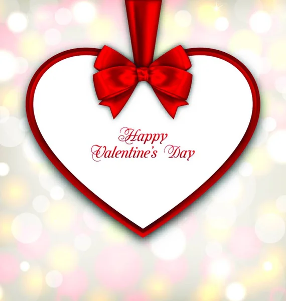 Cartão Celebração Ilustração Forma Coração Com Fita Dia Dos Namorados — Vetor de Stock