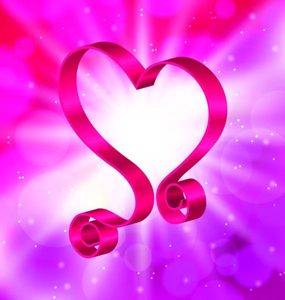 Ilustrasi Looping Pink Ribbon Dalam Form Heart Happy Valentines Day - Stok Vektor