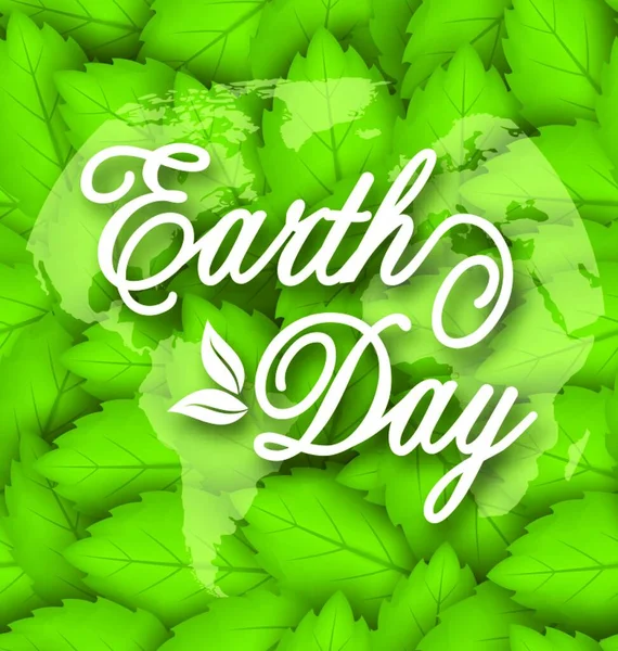 Illustration Blätter Textur Hintergrund Für Earth Day Urlaub Schriftzug Text — Stockvektor