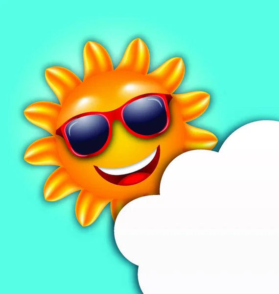 Ilustración Cool Summer Sun Gafas Sol Con Cloud Copie Espacio — Archivo Imágenes Vectoriales