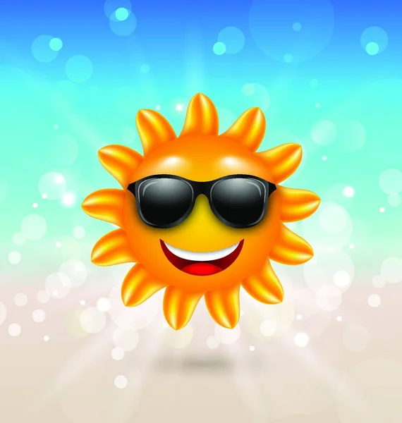 概要サングラスで陽気な夏の太陽とこんにちは夏の背景 イラストアブストラクトサングラスで陽気な夏の太陽とこんにちは夏の背景 ベクトル — ストックベクタ