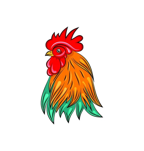 Illustration Tête Coq Style Dessiné Main Coq Coloré Vecteur — Image vectorielle