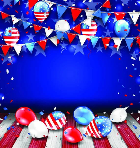 2015 Illustration Colorful Template American Holidays Bunting Balloons Confetti 원문을 — 스톡 벡터