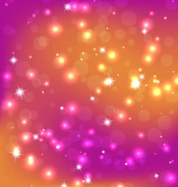 オレンジレッドアブストラクト明るい星 ボケと雪の結晶を持つクリスマスの背景 ベクトルグラフィックス — ストックベクタ