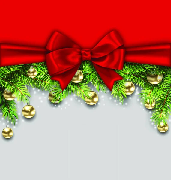 Illustration Christmas Holiday Background Fir Twigs Golden Glass Balls Copy — стоковий вектор