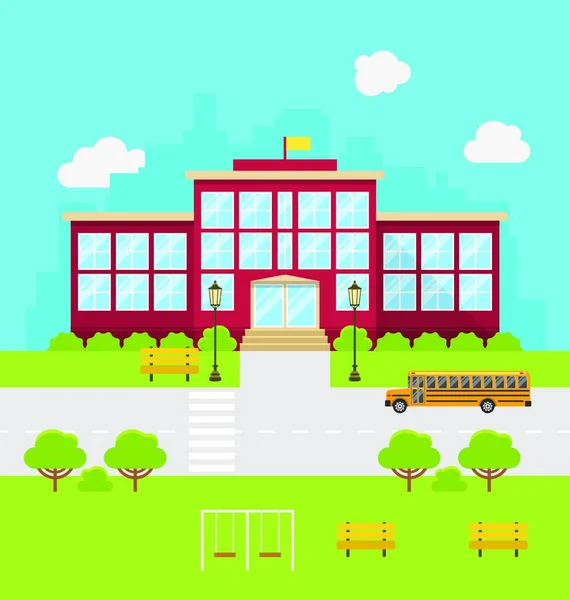 Edifício Escola Ilustração Fundo Para Volta Escola Vector — Vetor de Stock