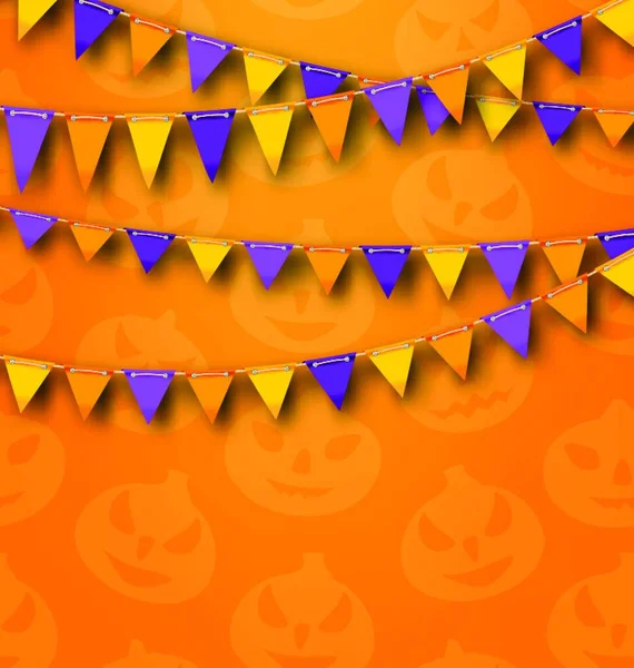 Illustration Halloween Party Bakgrund Med Färgade Bunting Pennants Bakgrund Med — Stock vektor