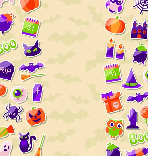 Fundo Bonito Para Festa Halloween Com Ícones Planos Coloridos Ilustração —  Vetores de Stock
