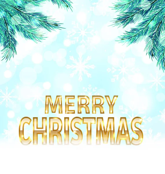 Téli Nyaralás Háttér Golden Text Boldog Karácsonyt Illusztráció Téli Ünnepi — Stock Vector