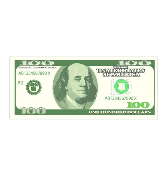 Illustrazione Cento Dollari Isolati Sfondo Bianco Banconote Vettore — Vettoriale Stock