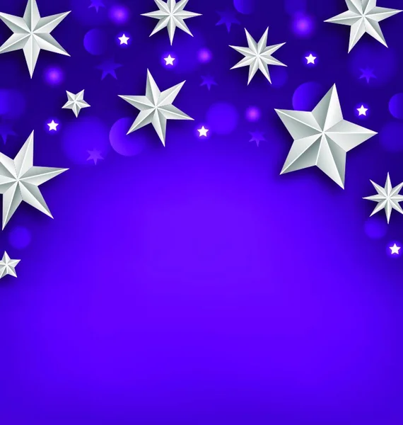 パープルアブストラクトシルバースターでお祝いの背景 イラストパープルアブストラクトあなたの休日のための銀の星とお祝いの背景 ベクトル — ストックベクタ