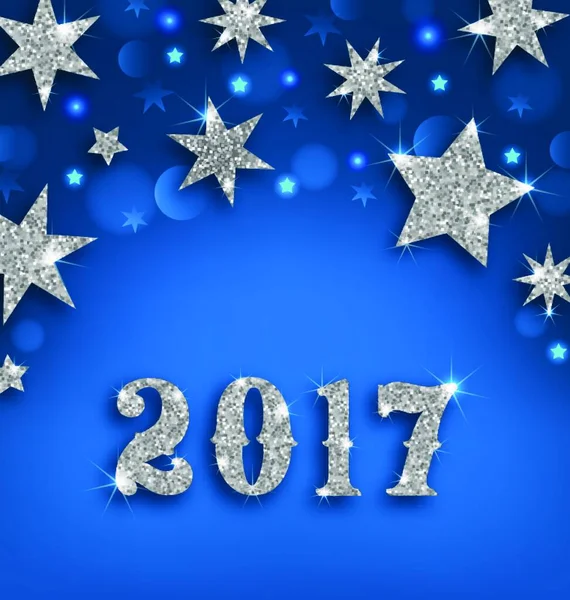 Εικονογράφηση Starry Silver Background Για Happy New Year 2017 Glittering — Διανυσματικό Αρχείο