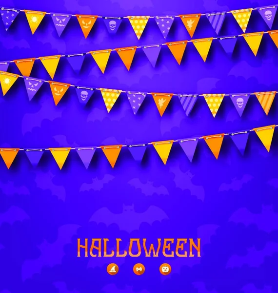 Halloween Party Tło Kolorowe Bunting Pennants Ilustracja Halloween Party Tle — Wektor stockowy